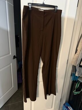 Abercrombie & Fitch Women's Dark Brown Straight-Leg Trousers
